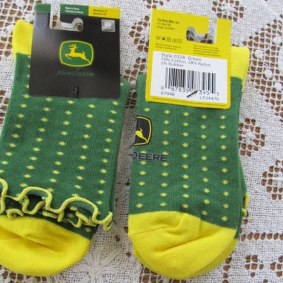 John Deere Socks NWT Ruffle edge socks Green & Yellow NWT Socks - Picture 1 of 2